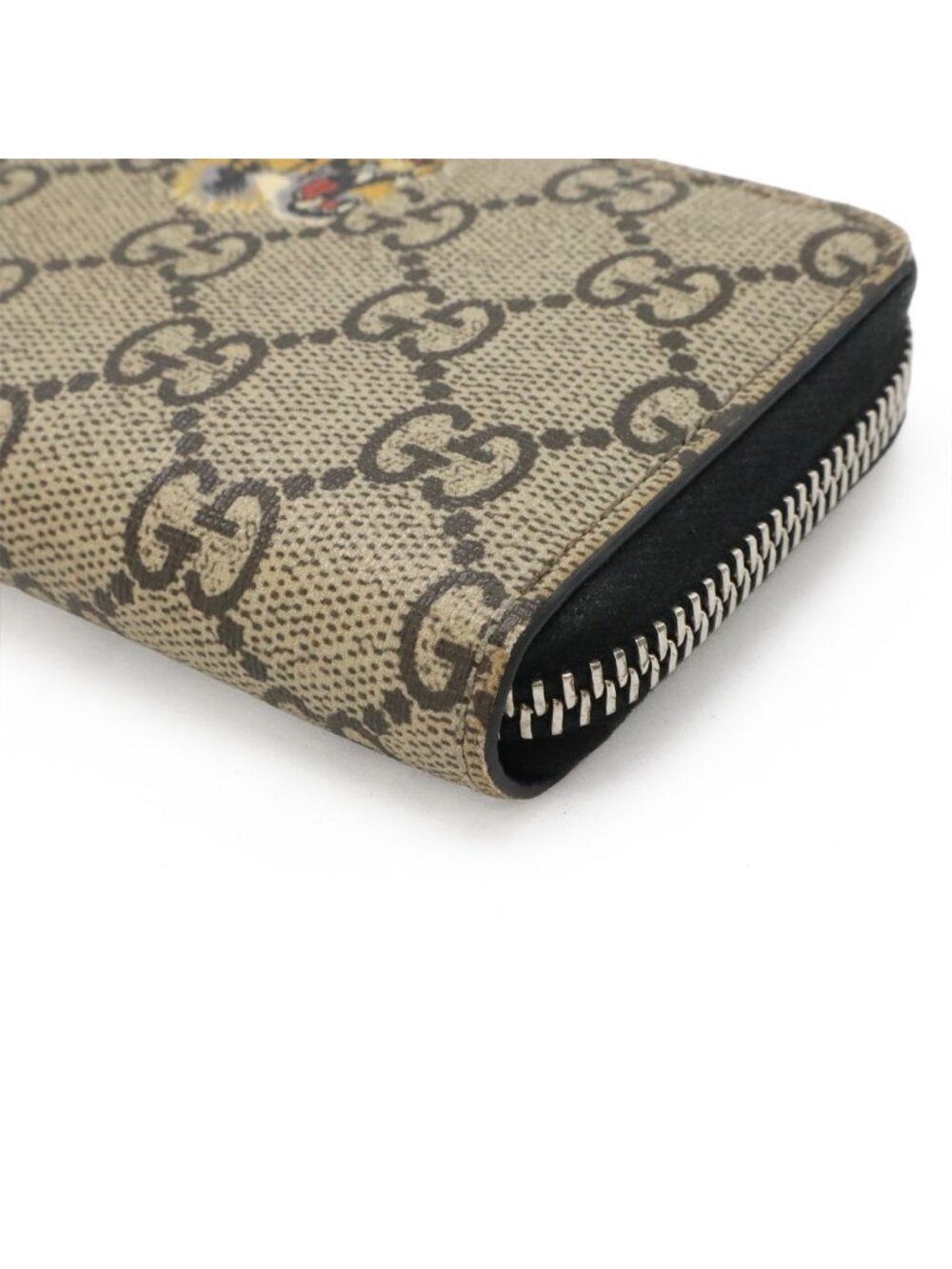 Gucci Bestiary GG Supreme Zip Around Coin Purse Tiger Print Beige - Picture 3 of 8